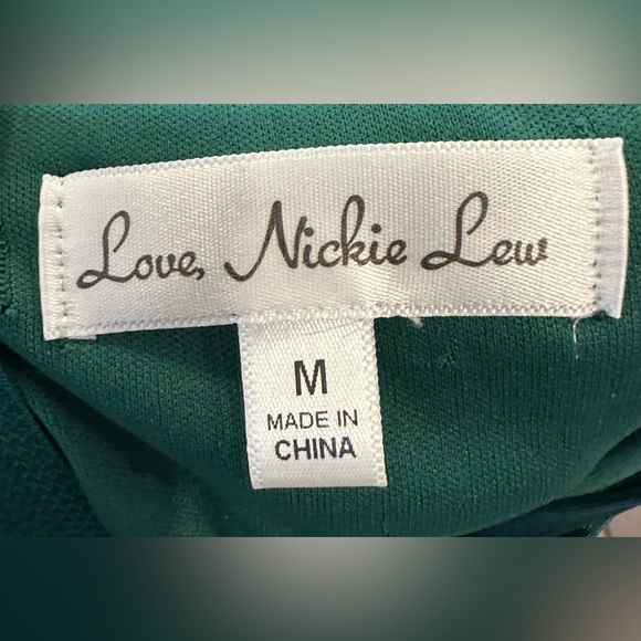 Love, Nickie Lew gathered satin mini dress in emerald green - Picture 5 of 8